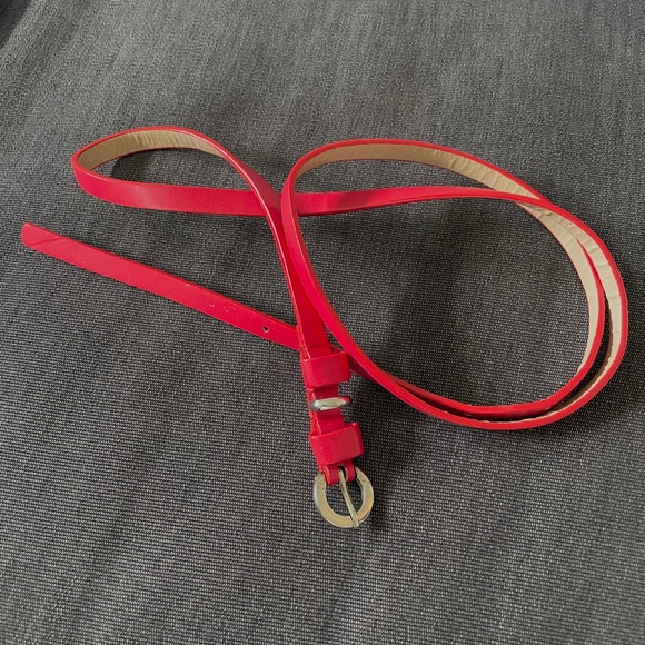 Vintage thin red belt silver buckle Y2K small - Picture 1 of 4